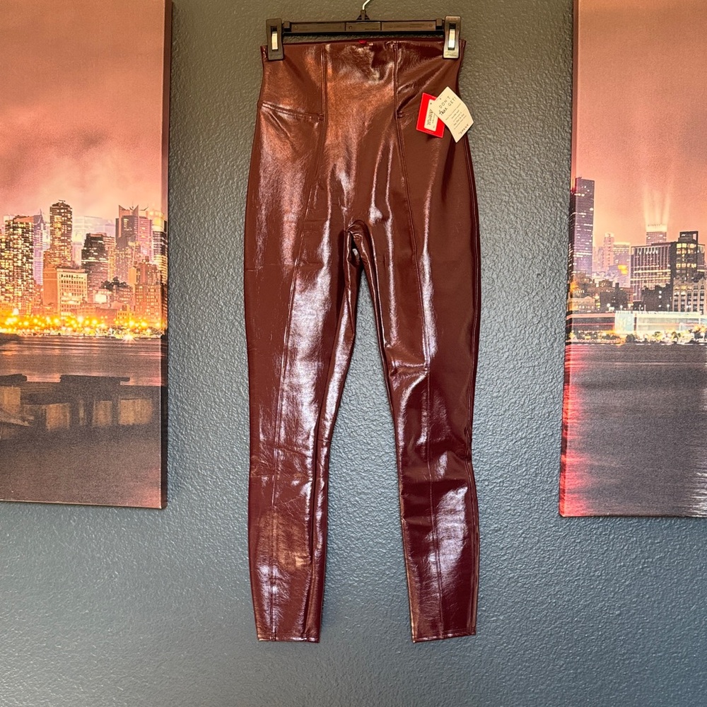 SPANX Glossy Maroon Leggings